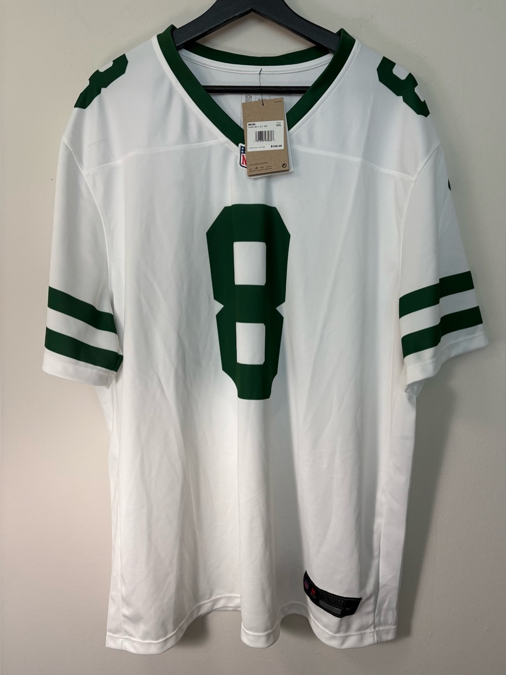 New with tags Aaron Rodger’s New York Jets NFL/Nike No. 8 Jersey Size XXL Sku113 - Picture 1 of 4